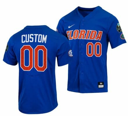 Custom Florida Gators Jersey Name and Number 2023 College World Series Royal NCAA Baseball
