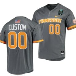 Custom Tennessee Volunteers Jersey Name and Number 2023 NCAA Baseball College World Series Gray