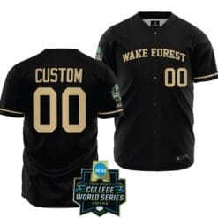 Custom WF Demon Deacons Jersey Name and Number Baseball NCAA 2023 College World Series Black #00