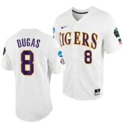 Gavin Dugas Jersey LSU Tigers #8 White 2023 College World Series NCAA Baseball