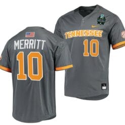 Griffin Merritt Jersey Tennessee Volunteers #10 Gray 2023 NCAA Baseball College World Series