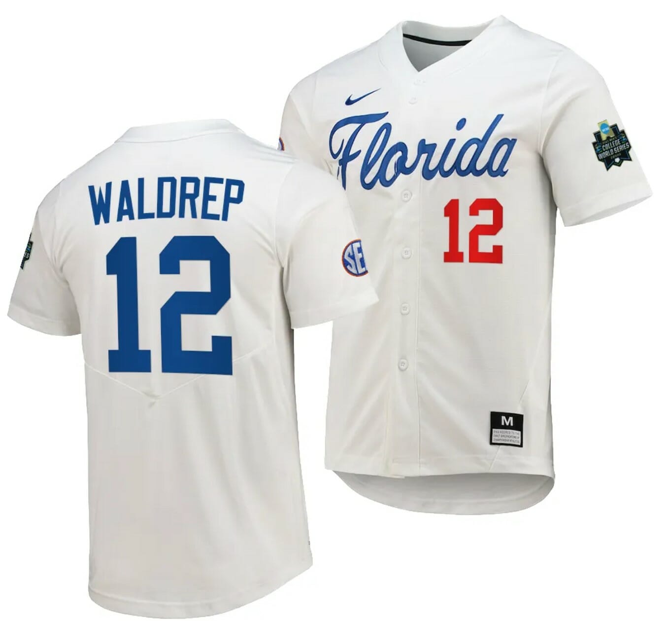 Hurston Waldrep Jersey Florida Gators 2023 College World Series White #12 Replica NCAA Baseball