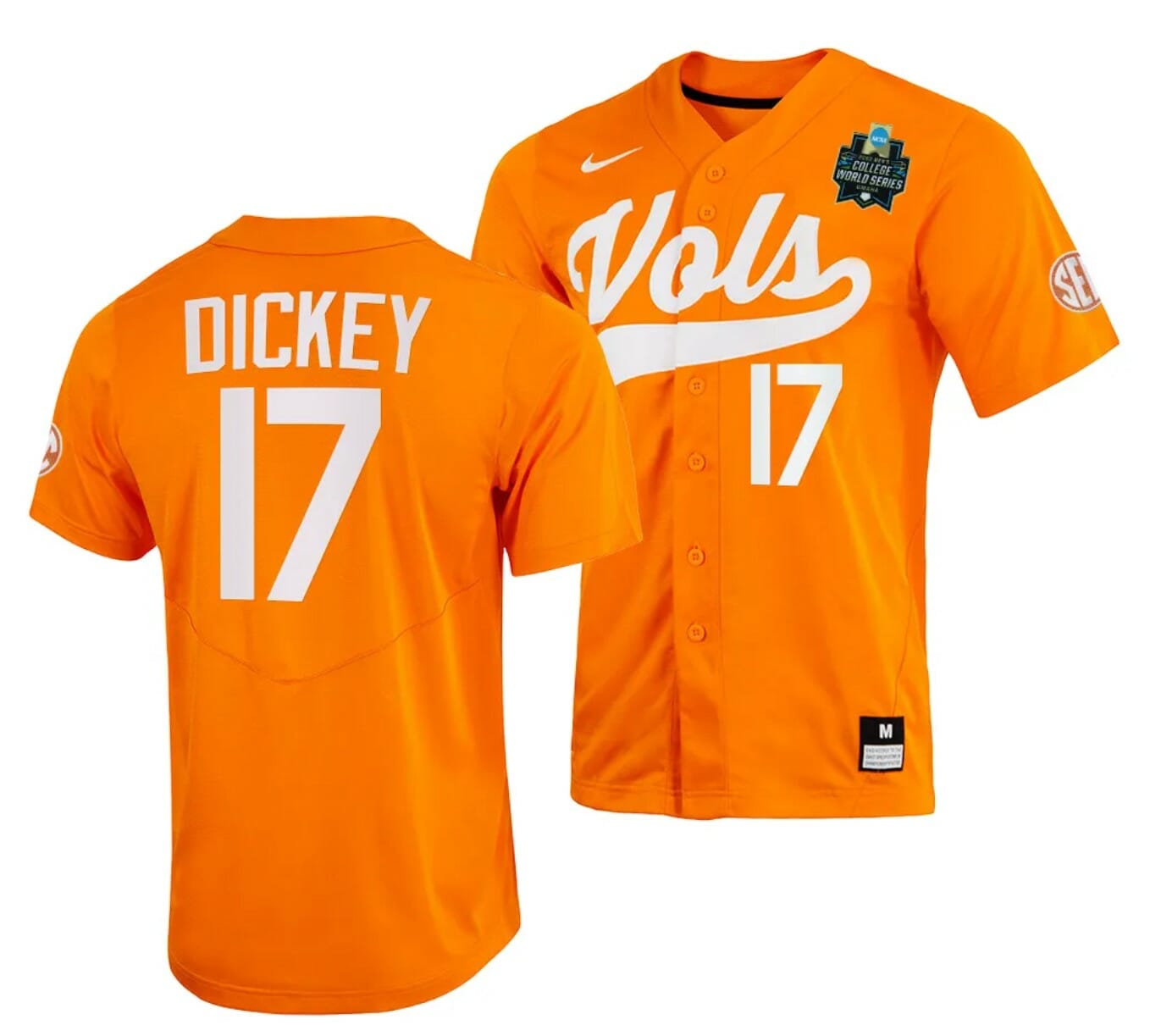Jared Dickey Jersey Tennessee Volunteers #17 Orange 2023 NCAA Baseball College World Series