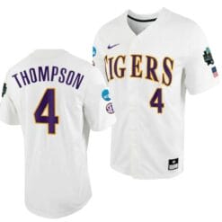 Jordan Thompson Jersey LSU Tigers #4 White 2023 College World Series NCAA Baseball