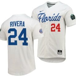 Josh Rivera Jersey Florida Gators 2023 College World Series White #24 Replica NCAA Baseball