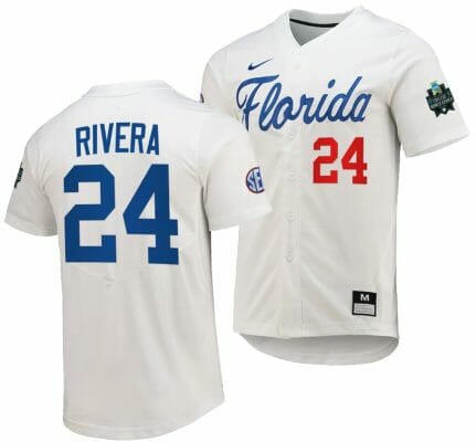 Josh Rivera Jersey Florida Gators 2023 College World Series White #24 Replica NCAA Baseball