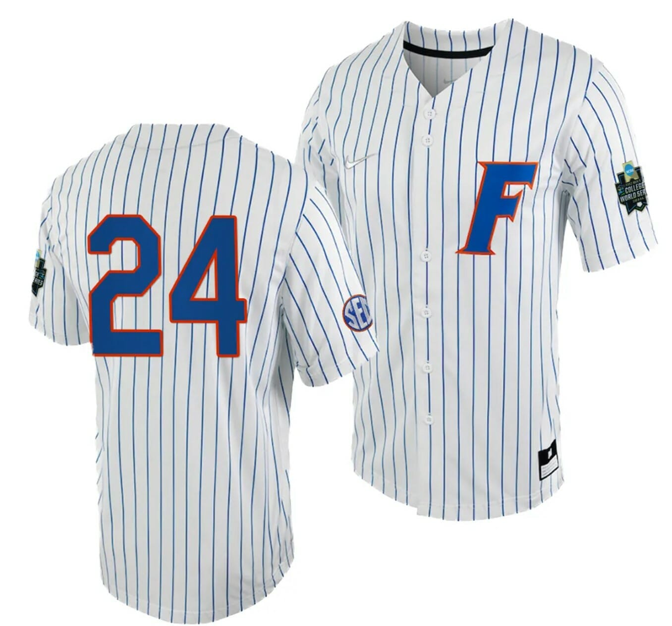 Josh Rivera Jersey Florida Gators #24 White Royal 2023 College World Series NCAA Baseball
