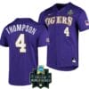 LSU Tigers Baseball Jordan Thompson Jersey NCAA 2023 College World Series Purple #4