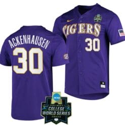 LSU Tigers Baseball Nate Ackenhausen Jersey NCAA 2023 College World Series Purple #30