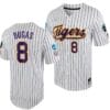 LSU Tigers Gavin Dugas Jersey 2023 College World Series White Purple #8 NCAA Baseball