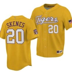 LSU Tigers Paul Skenes Jersey NCAA Baseball 2023 College World Series Champions Gold #20