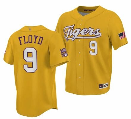 LSU Tigers Ty Floyd Jersey NCAA Baseball 2023 College World Series Champions Gold #9