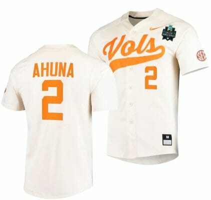 Maui Ahuna Jersey Tennessee Volunteers #2 Natural 2023 NCAA Baseball College World Series