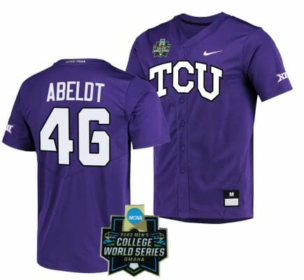 Ben Abeldt Jersey NCAA 2023 College World Series TCU Horned Frogs Baseball Purple #46