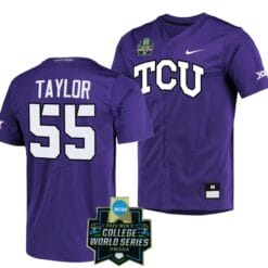 Brayden Taylor Jersey NCAA 2023 College World Series TCU Horned Frogs Baseball Purple #55