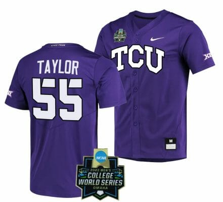 Brayden Taylor Jersey NCAA 2023 College World Series TCU Horned Frogs Baseball Purple #55