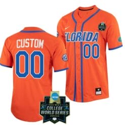 NCAA 2023 College World Series Custom Florida Gators Jersey Name and Number Baseball Orange