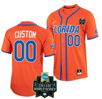 NCAA 2023 College World Series Custom Florida Gators Jersey Name and Number Baseball Orange