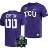 Custom TCU Horned Frogs Jersey NCAA 2023 College World Series Name and Number Baseball Purple #00