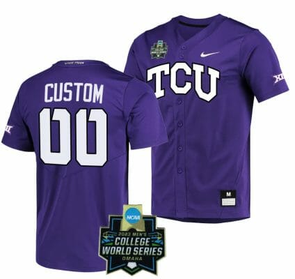 Custom TCU Horned Frogs Jersey NCAA 2023 College World Series Name and Number Baseball Purple #00