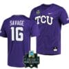 Luke Savage Jersey NCAA 2023 College World Series TCU Horned Frogs Baseball Purple #16