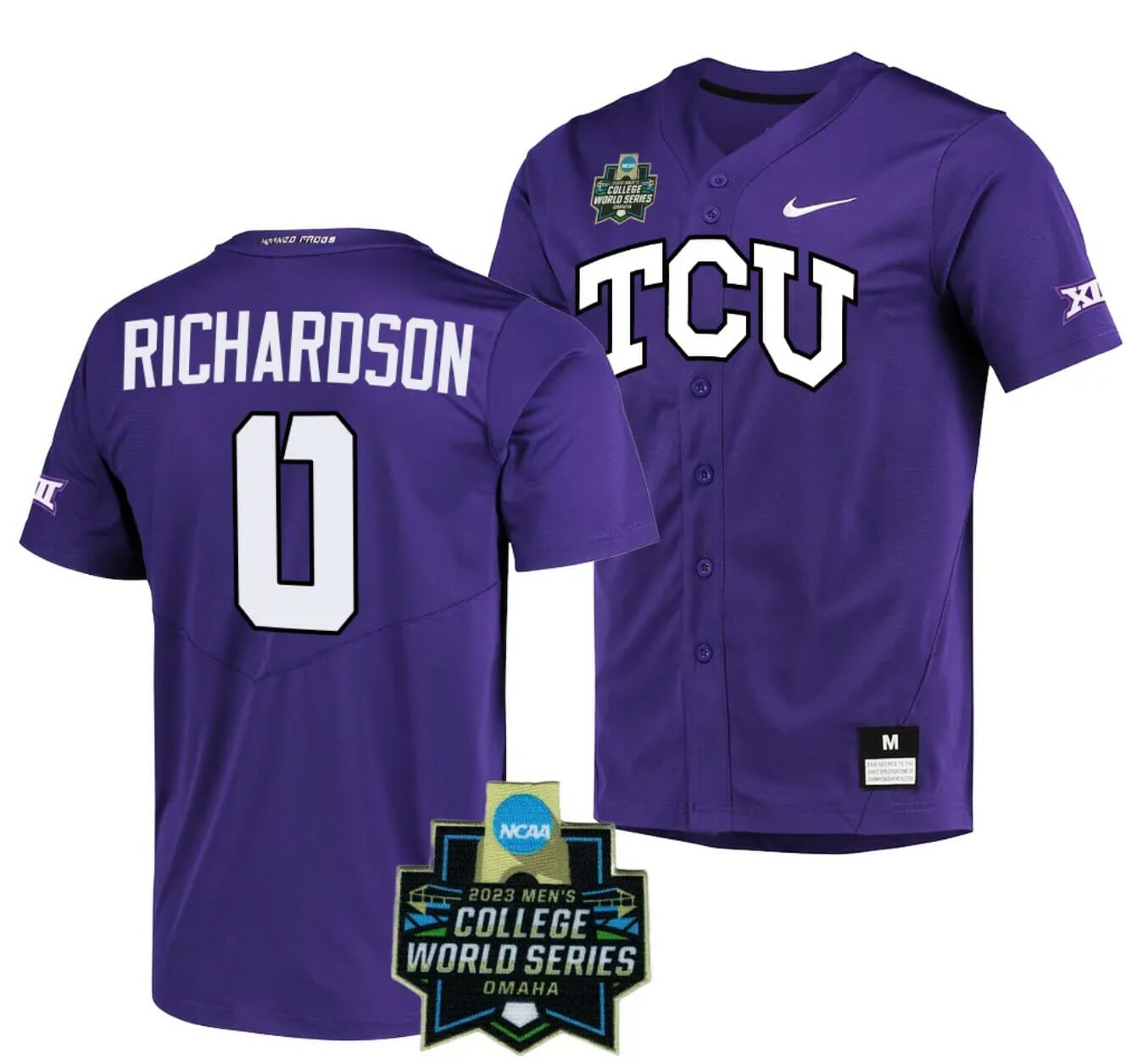 Tre Richardson Jersey NCAA 2023 College World Series TCU Horned Frogs Baseball Purple #0