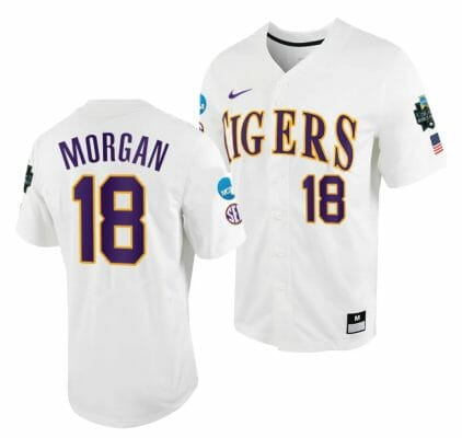 Tre' Morgan Jersey LSU Tigers #18 White 2023 College World Series NCAA Baseball