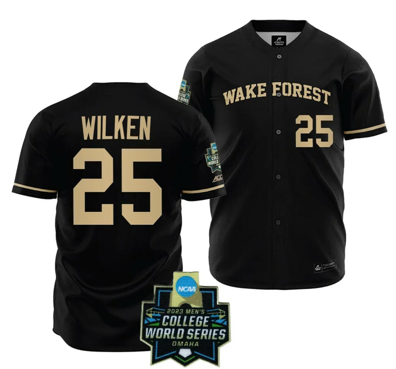 Brock Wilken Jersey Wake Forest Demon Deacons Baseball NCAA 2023 College World Series Black #25