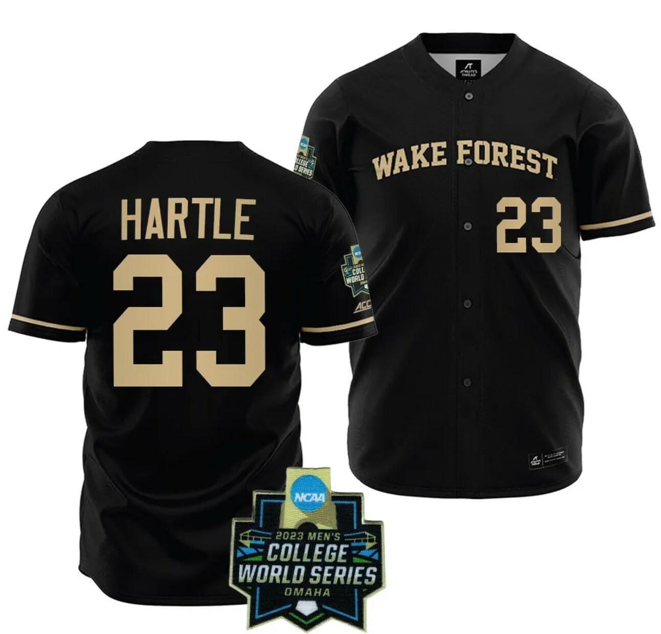 Josh Hartle Jersey Wake Forest Demon Deacons Baseball NCAA 2023 College World Series Black #23