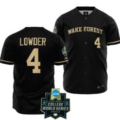 Rhett Lowder Jersey Wake Forest Demon Deacons Baseball NCAA 2023 College World Series Black #4