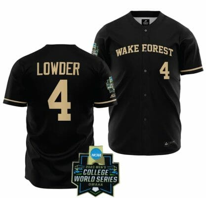 Rhett Lowder Jersey Wake Forest Demon Deacons Baseball NCAA 2023 College World Series Black #4