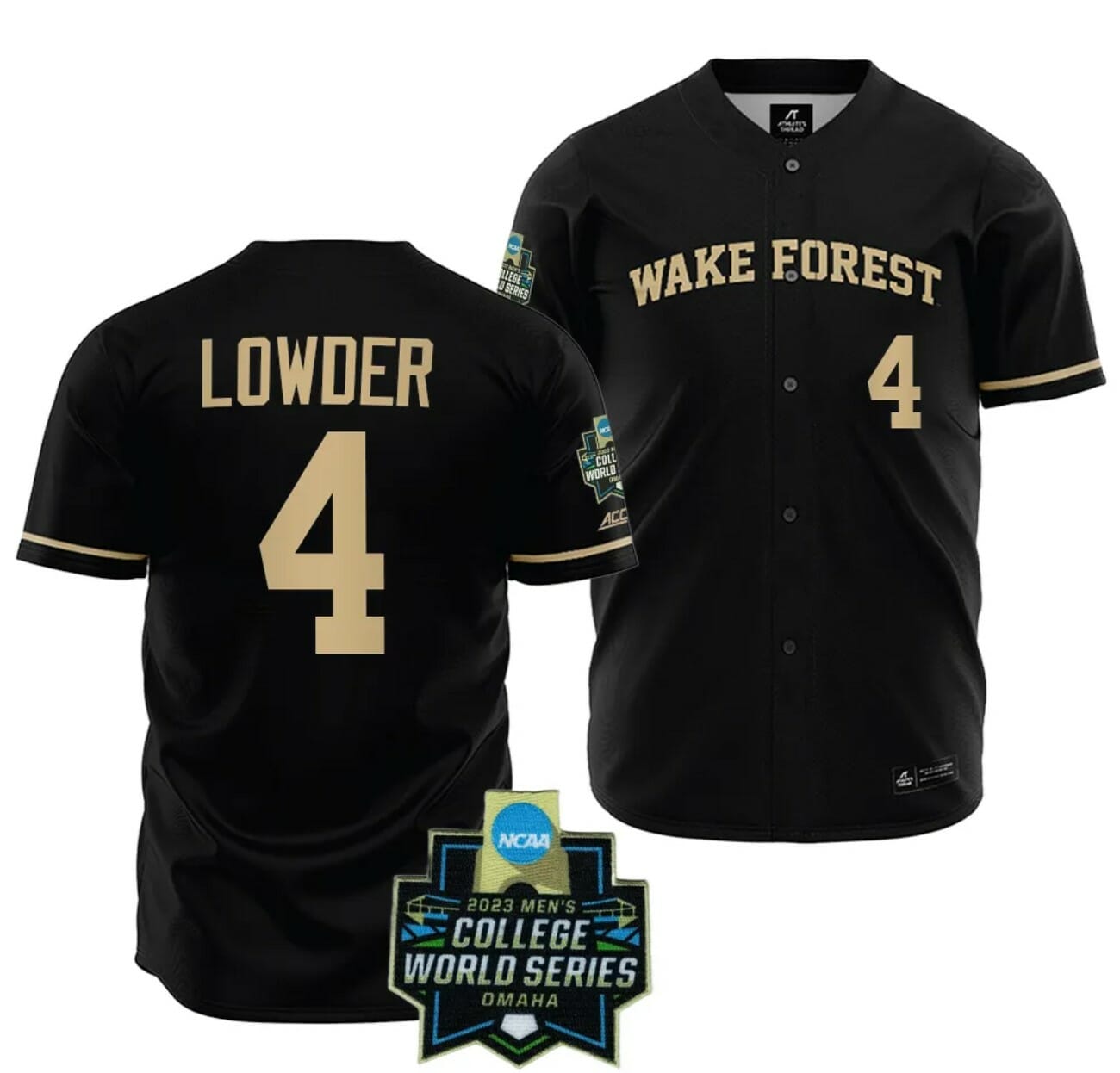 Rhett Lowder Jersey Wake Forest Demon Deacons Baseball NCAA 2023 College World Series Black #4