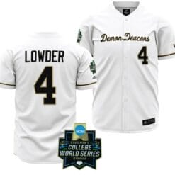 Rhett Lowder Jersey Wake Forest Demon Deacons Baseball NCAA 2023 College World Series White #4