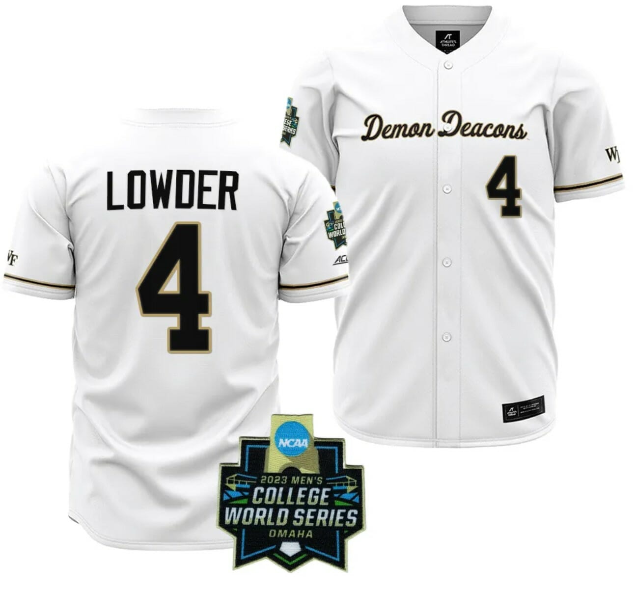 Rhett Lowder Jersey Wake Forest Demon Deacons Baseball NCAA 2023 College World Series White #4