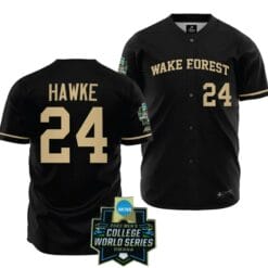 Tommy Hawke Jersey Wake Forest Demon Deacons Baseball NCAA 2023 College World Series Black #24