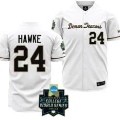 Tommy Hawke Jersey Wake Forest Demon Deacons NCAA 2023 College World Series White #24 Baseball