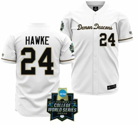 Tommy Hawke Jersey Wake Forest Demon Deacons NCAA 2023 College World Series White #24 Baseball