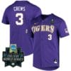 Dylan Crews Jersey 2023 World Series LSU Tigers Baseball NCAA College Purple Alumni #3