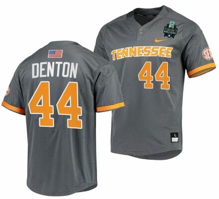 Zane Denton Jersey Tennessee Volunteers #44 Gray 2023 NCAA Baseball College World Series