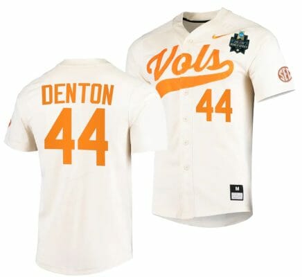 Zane Denton Jersey Tennessee Volunteers #44 Natural 2023 NCAA Baseball College World Series