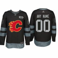 Custom Calgary Flames Jersey Name And Number 1917-2017 Black 100th Anniversary NHL