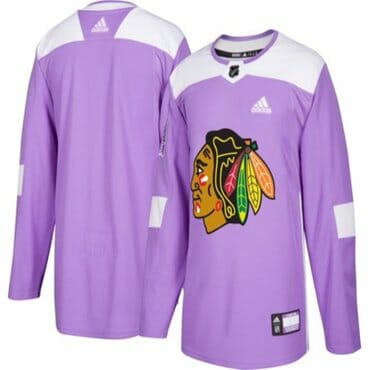 Custom Chicago Blackhawks Jersey Name And Number Purple Pink Hockey Fights Cancer Practice