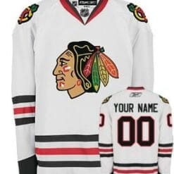 Custom Chicago Blackhawks Jersey Name And Number White 1