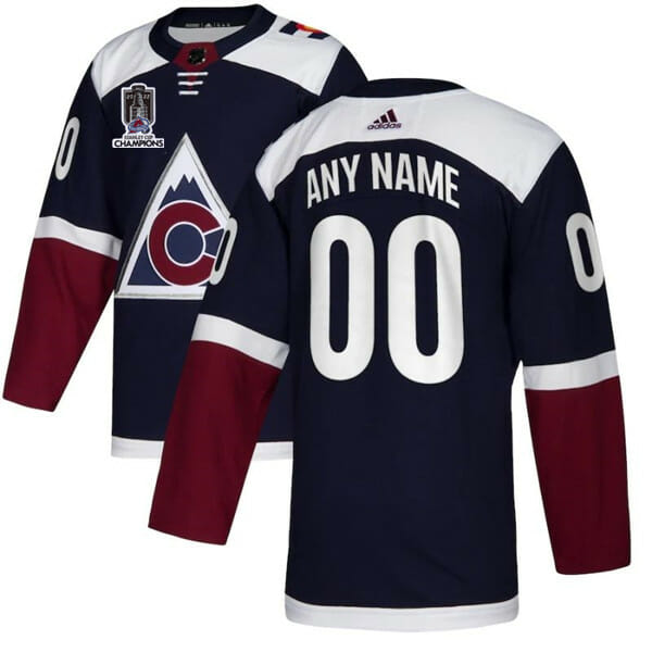 Custom Colorado Avalanche Jersey Name And Number 2022 Navy Stanley Cup Champions Patch