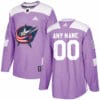 Custom Columbus Blue Jackets Jersey Name And Number Purple Pink Hockey Fights Cancer Practice
