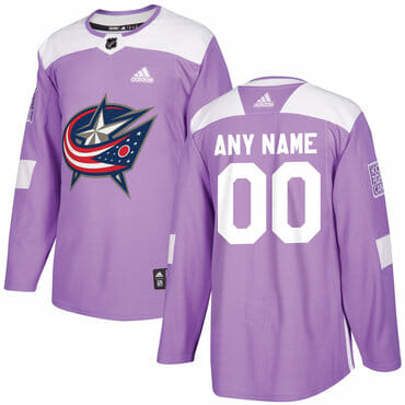 Custom Columbus Blue Jackets Jersey Name And Number Purple Pink Hockey Fights Cancer Practice
