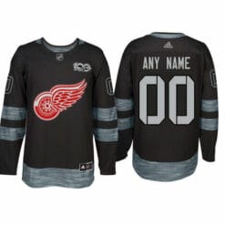 Custom Detroit Red Wings Jersey Name And Number 1917-2017 Black 100th Anniversary NHL