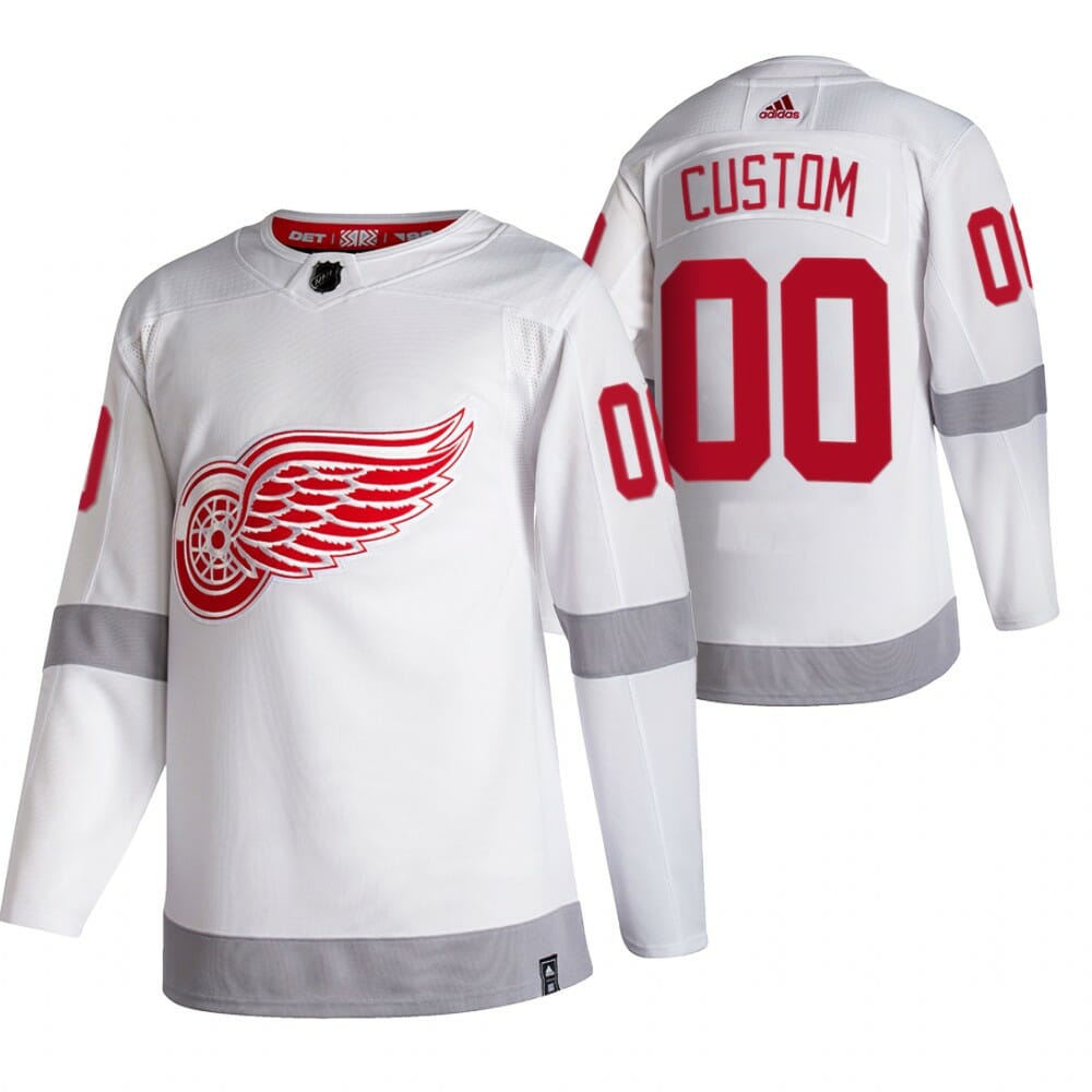 Custom Detroit Red Wings Jersey Name And Number 2020-21 White Reverse Retro Alternate NHL