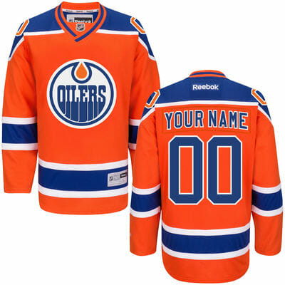 Custom Edmonton Oilers Jersey Name And Number Orange Reebok Premier Alternate