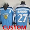 Custom Olympics Finland Jersey Name And Number Light Blue Vintage Throwback Team